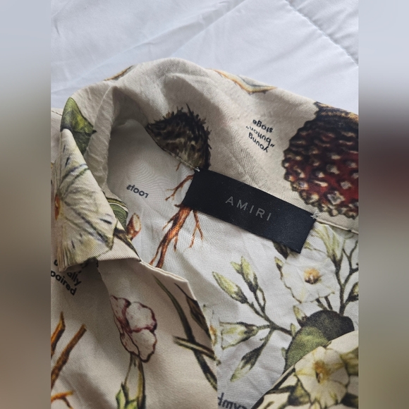 RARE Amiri Mushroom short sleeve psychedelic Button Polo Shirt 100% Silk - Picture 6 of 13